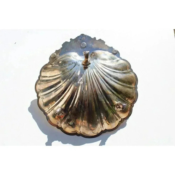 Vtg .Rogers Silver Co Silverplate Hor DOeuvre Tray Clamshell Pedestal Appetizer - Picture 3 of 6